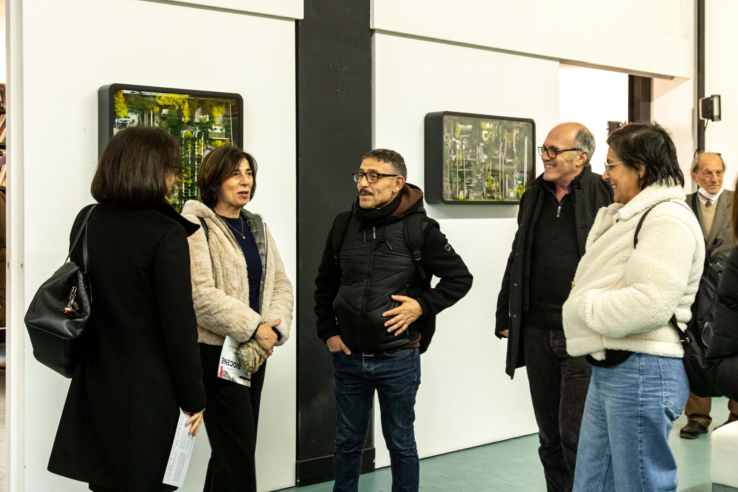 visitors chatting at Biocene opening - Photo: Massimiliano Frau